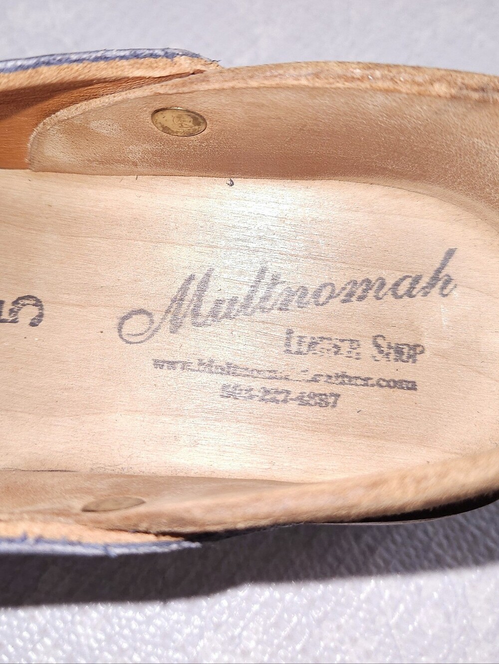 Multnomah Vintage Leather Clogs US 8.5 Blue Brown Platform Shoes - Picture 8 of 11